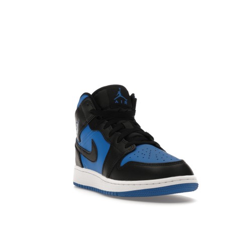 Кроссы Jordan 1 Mid Black Royal Blue (GS) - подростковая сетка размеров