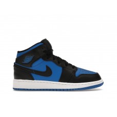 Подростковые кроссовки Jordan 1 Mid Black Royal Blue (GS)