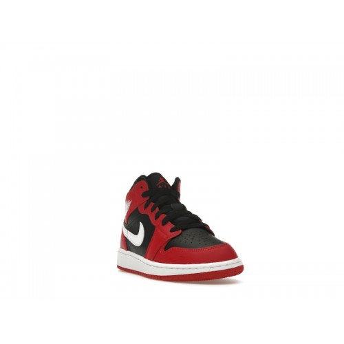 Air Jordan 1 Mid GS Gym Red Black White - подростковая сетка размеров