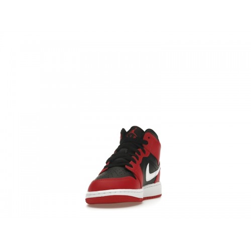 Air Jordan 1 Mid GS Gym Red Black White - подростковая сетка размеров