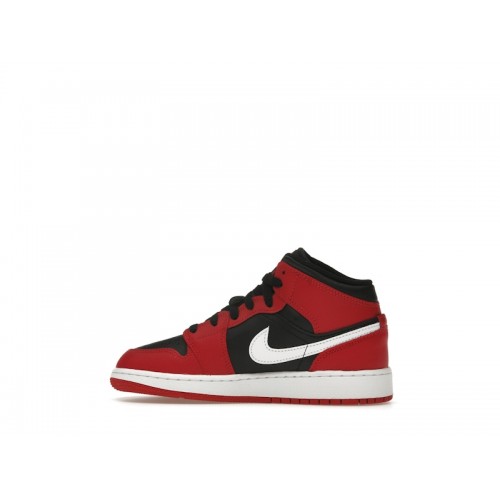 Air Jordan 1 Mid GS Gym Red Black White - подростковая сетка размеров