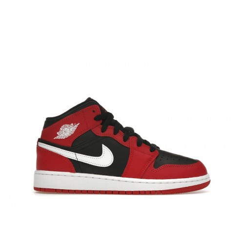 Air Jordan 1 Mid GS Gym Red Black White - подростковая сетка размеров
