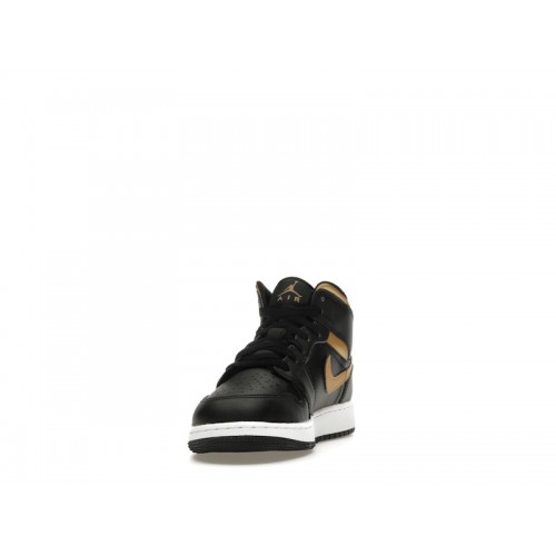 Air Jordan 1 Mid GS Black Metallic Gold - подростковая сетка размеров