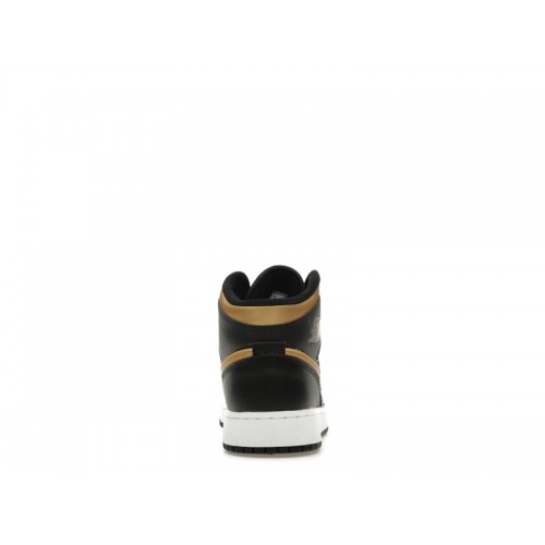 Air Jordan 1 Mid GS Black Metallic Gold - подростковая сетка размеров