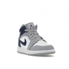 Подростковые Jordan 1 Mid Wolf Grey Midnight Navy (GS)
