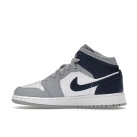 Подростковые Jordan 1 Mid Wolf Grey Midnight Navy (GS)
