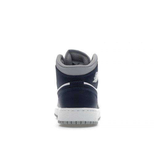 Air Jordan 1 Mid GS Wolf Grey Midnight Navy - подростковая сетка размеров
