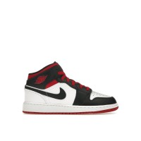Подростковые кроссовки Jordan 1 Mid Gym Red Black Toe (GS)