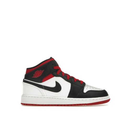 Кроссы Jordan 1 Mid Gym Red Black Toe (GS) - подростковая сетка размеров