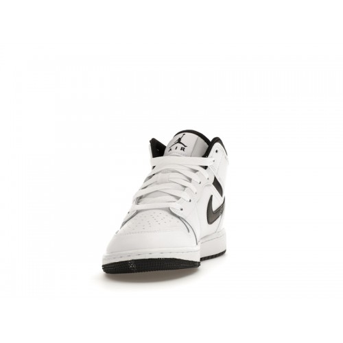 Air Jordan 1 Mid GS White Black - подростковая сетка размеров