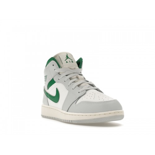 Air Jordan 1 Mid GS Summit White Pine Green - подростковая сетка размеров