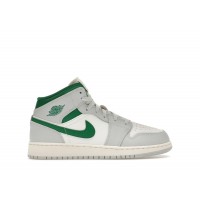 Подростковые Jordan 1 Mid White Pure Platinum Pine Green (GS)