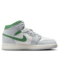 Подростковые Jordan 1 Mid White Pure Platinum Pine Green (GS)