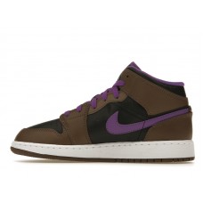 Подростковые Jordan 1 Mid Purple Mocha (GS)