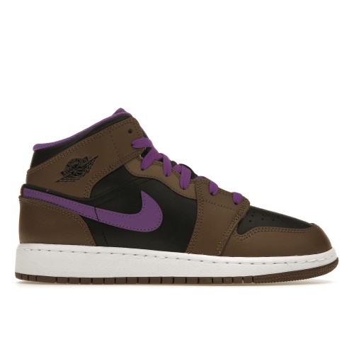 Кроссы Jordan 1 Mid Purple Mocha (GS) - подростковая сетка размеров