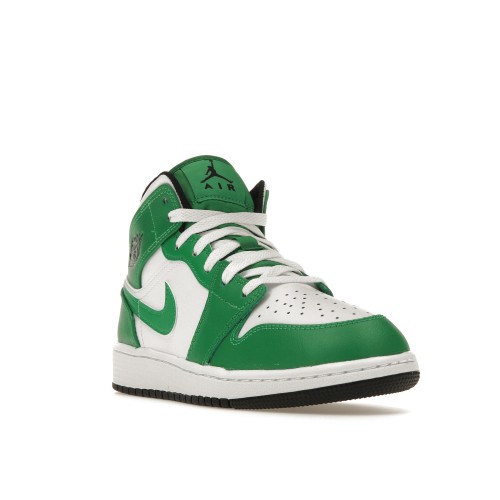 Кроссы Jordan 1 Mid Lucky Green (GS) - подростковая сетка размеров