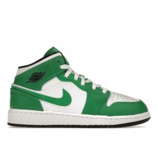 Подростковые кроссовки Jordan 1 Mid Lucky Green (GS)