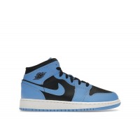 Подростковые Jordan 1 Mid University Blue Black (GS)