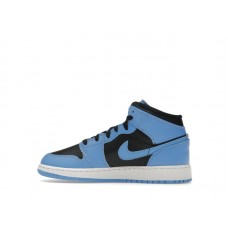 Подростковые Jordan 1 Mid University Blue Black (GS)