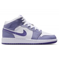 Подростковые Jordan 1 Mid Dusty Amethyst White Court Purple (GS)
