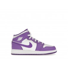 Подростковые кроссовки Jordan 1 Mid Purple Venom (GS)