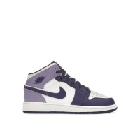 Подростковые кроссовки Jordan 1 Mid White Sky J Purple (GS)