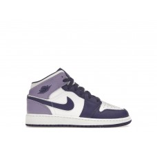 Подростковые кроссовки Jordan 1 Mid White Sky J Purple (GS)