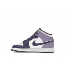 Подростковые Jordan 1 Mid White Sky J Purple (GS)
