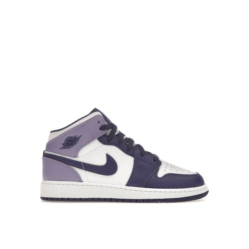 Кроссы Jordan 1 Mid White Sky J Purple (GS) - подростковая сетка размеров