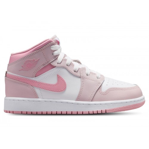 Air Jordan 1 Mid GS Pearl Pink White - подростковая сетка размеров