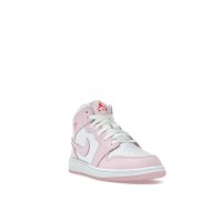 Подростковые Jordan 1 Mid Pink Foam Fire Red (GS)
