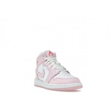 Подростковые Jordan 1 Mid Pink Foam Fire Red (GS)
