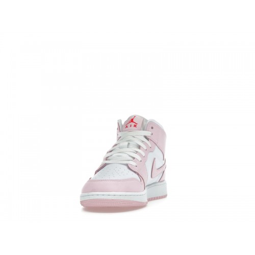 Air Jordan 1 Mid GS Pink Foam Fire Red - подростковая сетка размеров