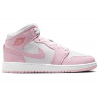 Подростковые кроссовки Jordan 1 Mid Pink Foam Fire Red (GS)