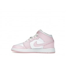 Подростковые Jordan 1 Mid Pink Foam Fire Red (GS)