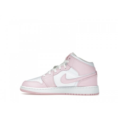 Air Jordan 1 Mid GS Pink Foam Fire Red - подростковая сетка размеров