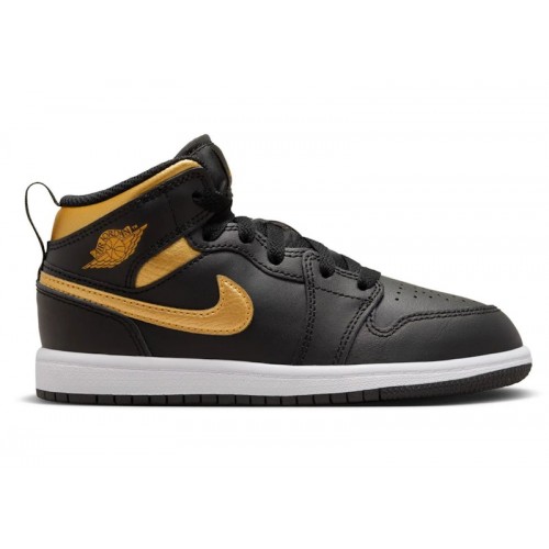 Air Jordan 1 Mid PS Black Metallic Gold - детская сетка размеров