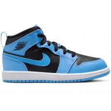 Детские кроссовки Jordan 1 Mid University Blue Black (PS)