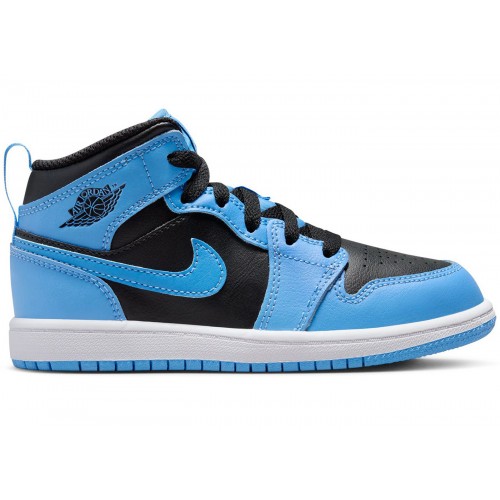 Кроссы Jordan 1 Mid University Blue Black (PS) - подростковая сетка размеров