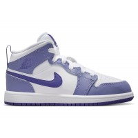 Детские Jordan 1 Mid Dusty Amethyst White Court Purple (PS)