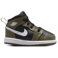 Малышам Jordan 1 Mid Black Medium Olive White (TD)