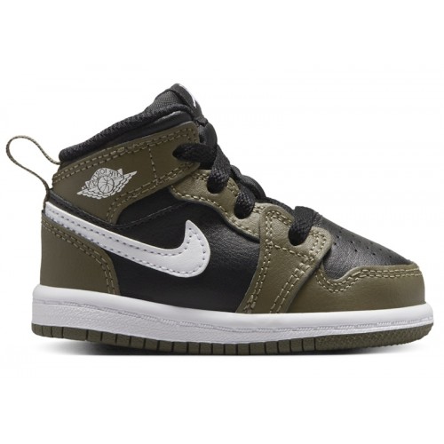 Air Jordan 1 Mid TD Medium Olive - детская сетка размеров