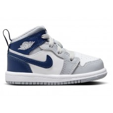 Малышам Jordan 1 Mid Wolf Grey Midnight Navy (TD)