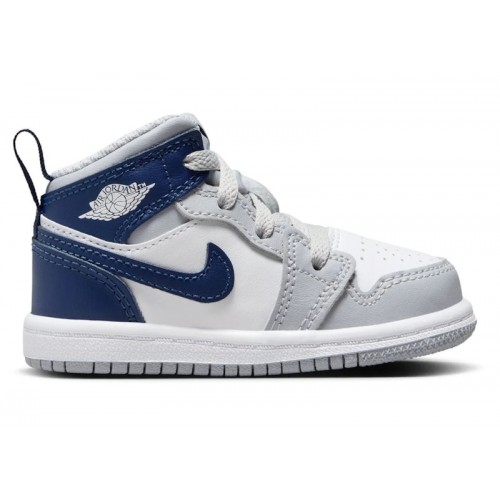 Air Jordan 1 Mid TD Wolf Grey Midnight Navy - детская сетка размеров