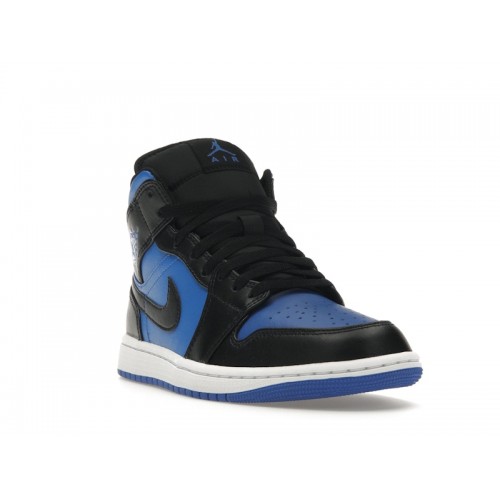 Кроссы Jordan 1 Mid Black Royal Blue - мужская сетка размеров