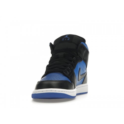 Кроссы Jordan 1 Mid Black Royal Blue - мужская сетка размеров