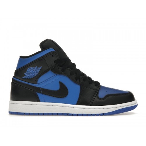 Кроссы Jordan 1 Mid Black Royal Blue - мужская сетка размеров