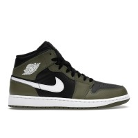 Кроссовки Jordan 1 Mid Black White Olive