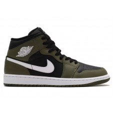 Кроссовки Jordan 1 Mid Black White Olive