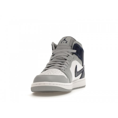 Кроссы Jordan 1 Mid Wolf Grey Midnight Navy - мужская сетка размеров